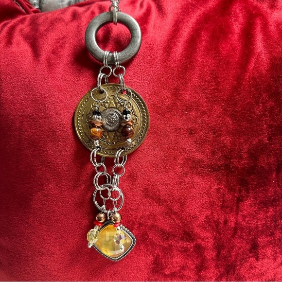OOAK Assemblage Art Gold & Silver Medallion Pedant Necklace Handmade Steampunk - Picture 11 of 16